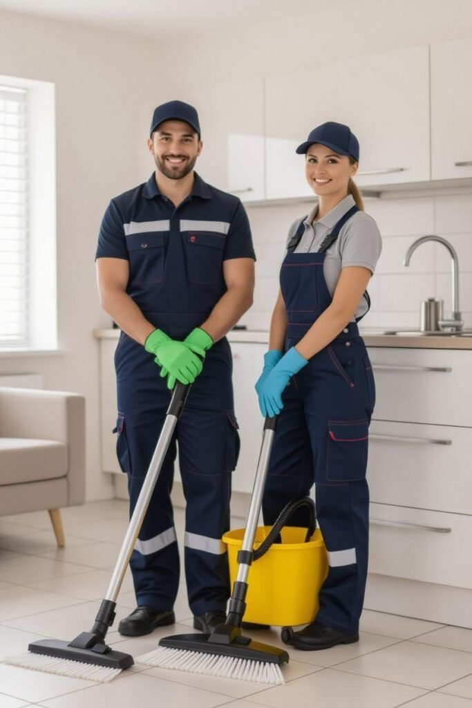 Two Reinigungsexperten cleaning professionals in uniform